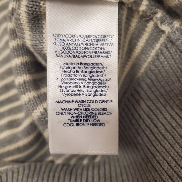 NWOT Chaps Sweater Crew Neck Heather Gray/White Striped Mens Size Large‎ NEW - Picture 11 of 12